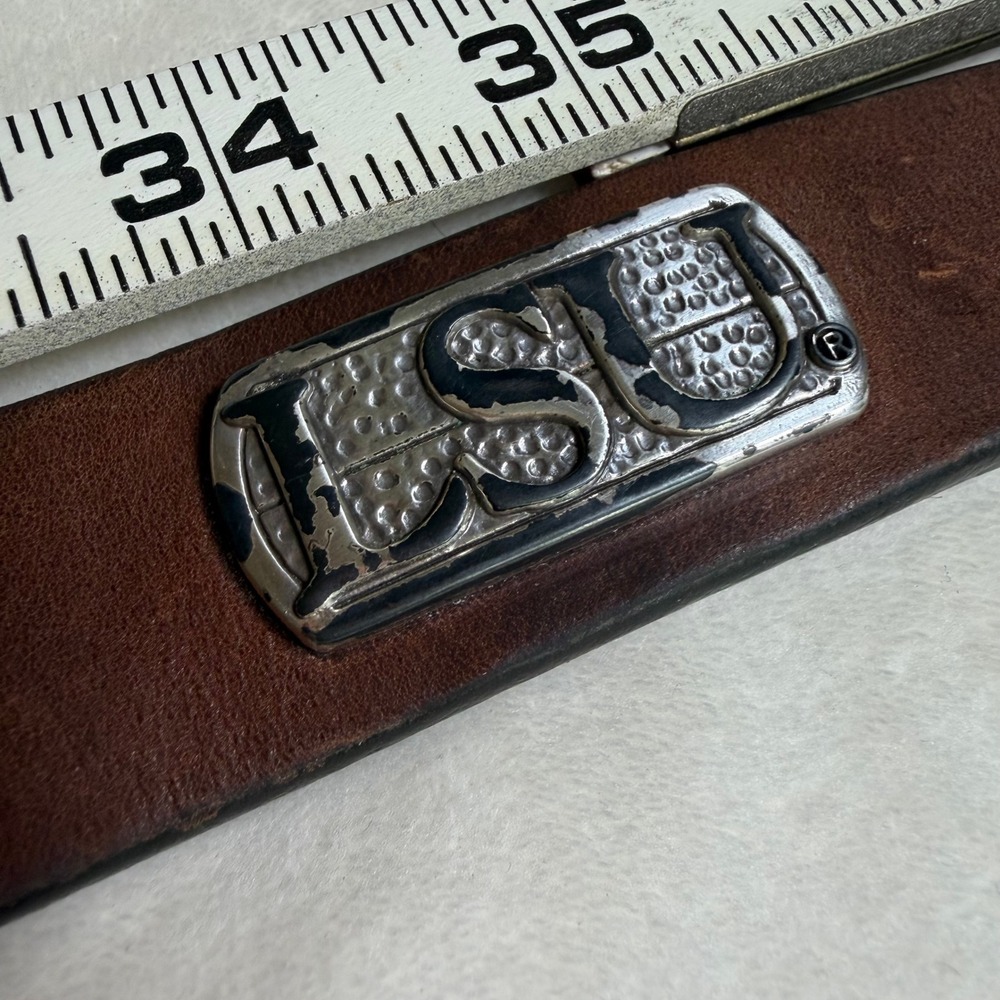 LSU Tigers Leather Belt Mens 38 Brown NCAA Collegiate Metal Logo Plaques - Picture 8 of 9